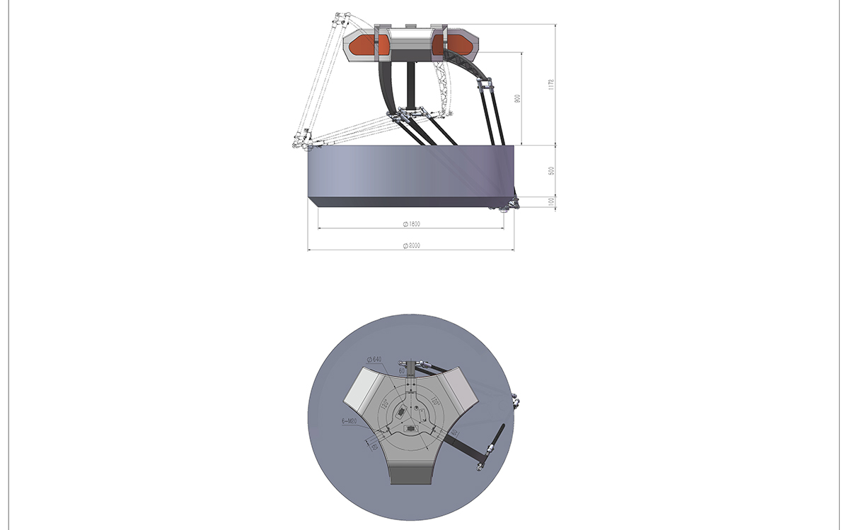 Bản vẽ kỹ thuật của robot Delta BAT2000M-S15